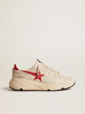 Running Sole pour homme en cuir nappa gris « Morn » avec étoile et languette de talon en cuir nappa rouge