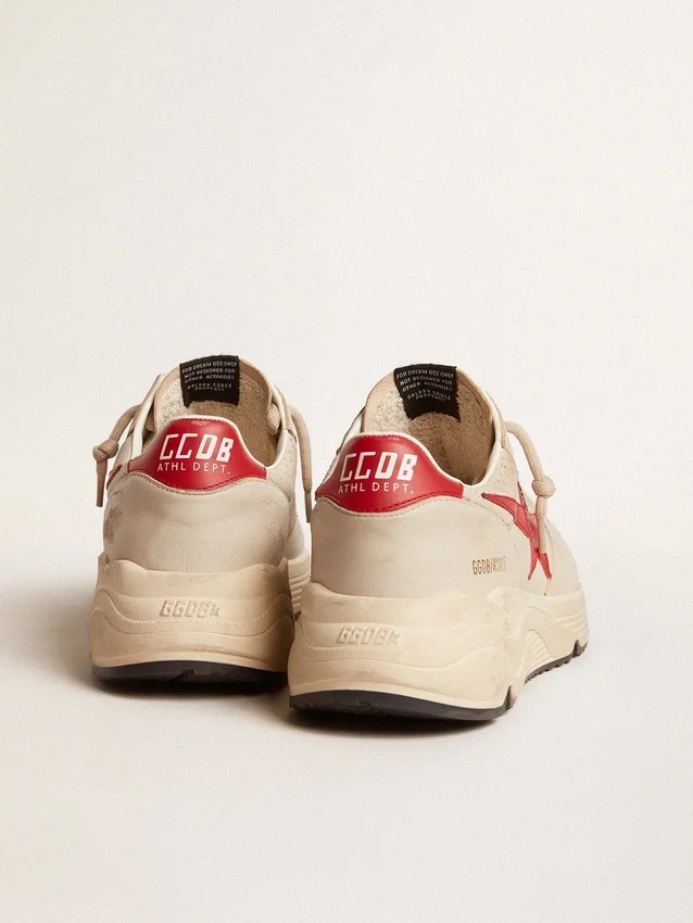 Running Sole pour homme en cuir nappa gris « Morn » avec étoile et languette de talon en cuir nappa rouge