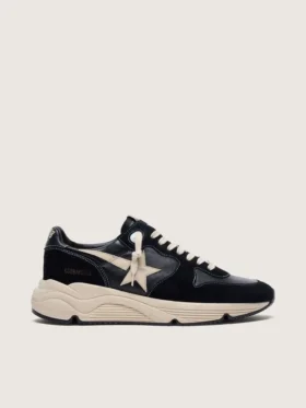 Running Sole pour homme en cuir nappa noir et daim, ornée d’une étoile blanche