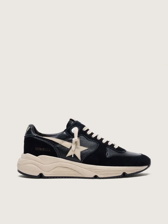 Running Sole pour homme en cuir nappa noir et daim, ornée d’une étoile blanche