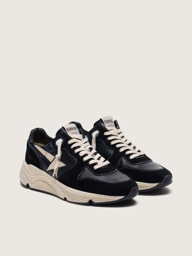 Running Sole pour homme en cuir nappa noir et daim, ornée d’une étoile blanche