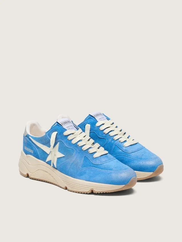 Running Sole pour homme en daim bleu vif avec étoile blanche