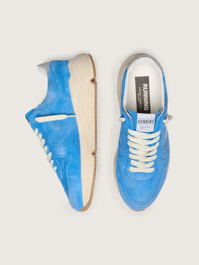 Running Sole pour homme en daim bleu vif avec étoile blanche