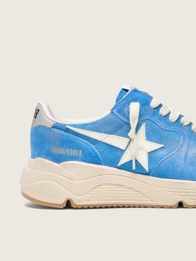 Running Sole pour homme en daim bleu vif avec étoile blanche