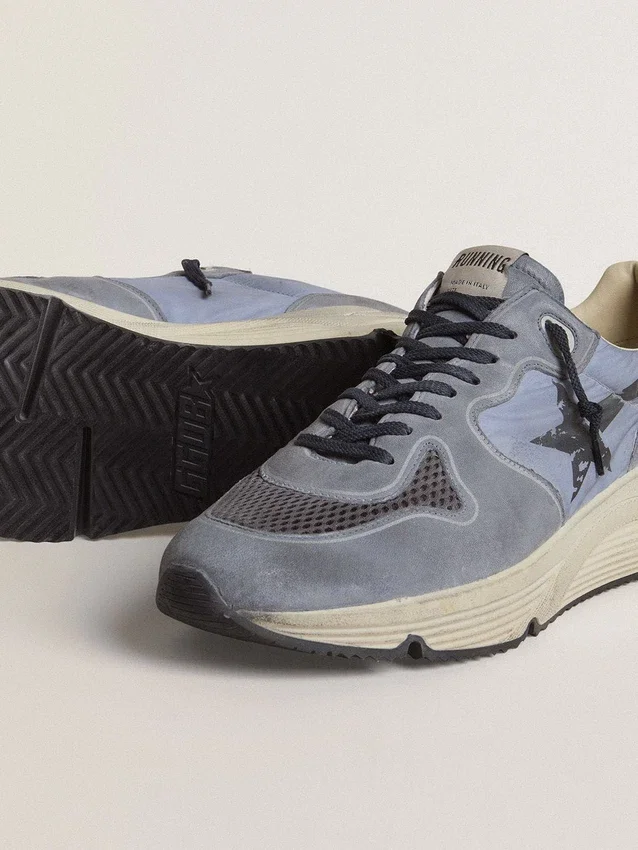 Running Sole pour homme en nylon bleu clair et nubuck avec étoile noire