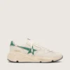 Running Sole pour homme en nylon crème et cuir, avec étoile en cuir vert