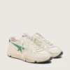 Running Sole pour homme en nylon crème et cuir, avec étoile en cuir vert