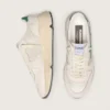 Running Sole pour homme en nylon crème et cuir, avec étoile en cuir vert
