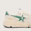 Running Sole pour homme en nylon crème et cuir, avec étoile en cuir vert