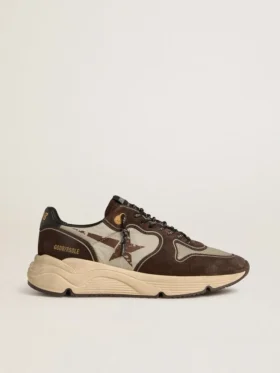 Running Sole pour homme en nylon et daim avec étoile imprimée et languette de talon en cuir