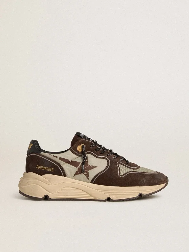 Running Sole pour homme en nylon et daim avec étoile imprimée et languette de talon en cuir
