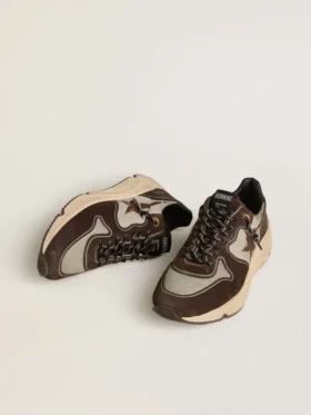 Running Sole pour homme en nylon et daim avec étoile imprimée et languette de talon en cuir