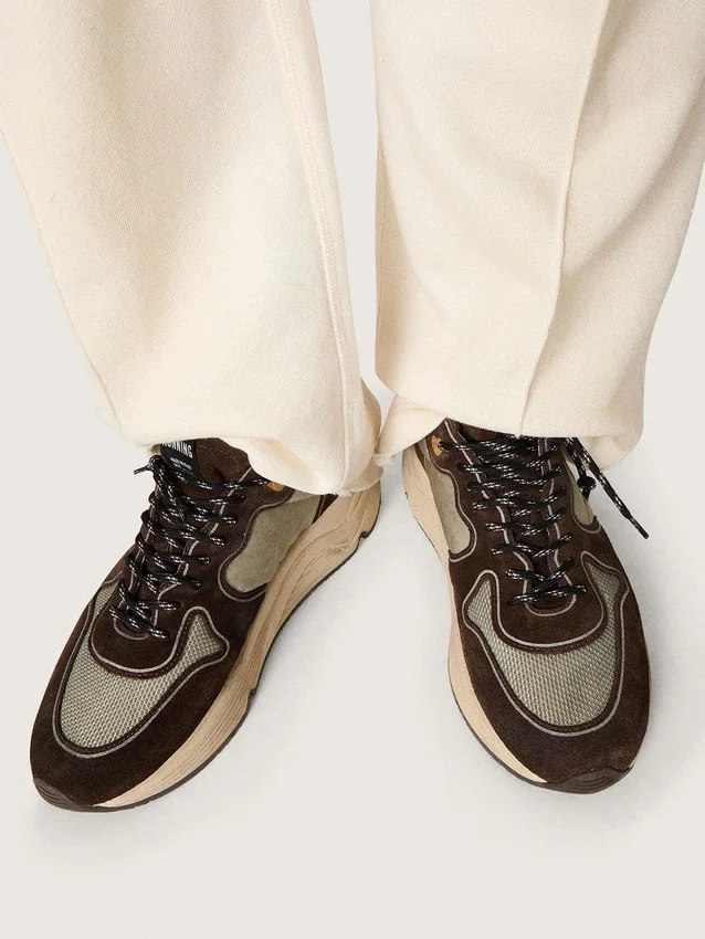 Running Sole pour homme en nylon et daim avec étoile imprimée et languette de talon en cuir