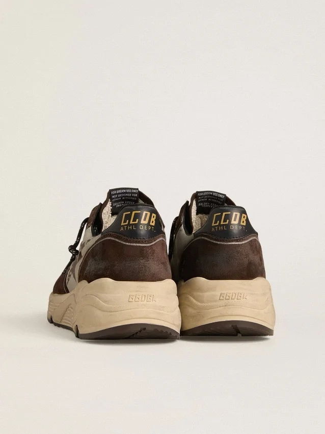 Running Sole pour homme en nylon et daim avec étoile imprimée et languette de talon en cuir