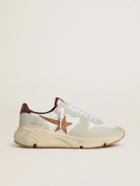 Running Sole pour homme en nylon et daim, ornée d’une étoile en cuir marron et d’une languette de talon en cuir bordeaux
