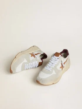 Running Sole pour homme en nylon et daim, ornée d’une étoile en cuir marron et d’une languette de talon en cuir bordeaux