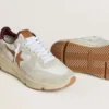 Running Sole pour homme en nylon et daim, ornée d’une étoile en cuir marron et d’une languette de talon en cuir bordeaux