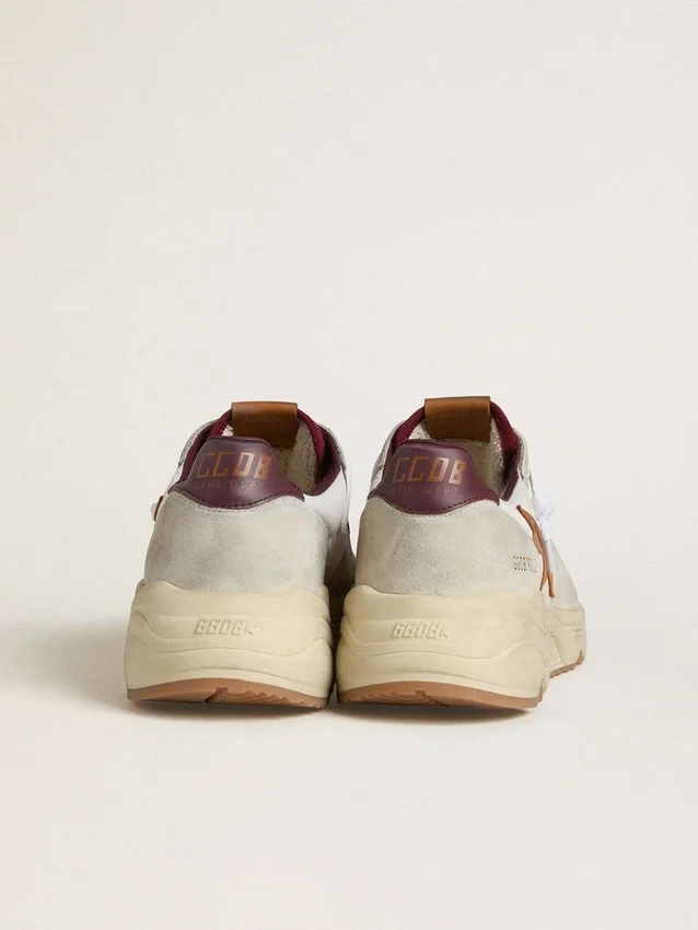 Running Sole pour homme en nylon et daim, ornée d’une étoile en cuir marron et d’une languette de talon en cuir bordeaux