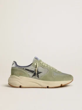 Running Sole pour homme en nylon vert sauge et daim, ornée d’une étoile noire imprimée