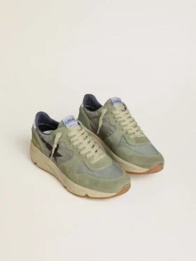 Running Sole pour homme en nylon vert sauge et daim, ornée d’une étoile noire imprimée