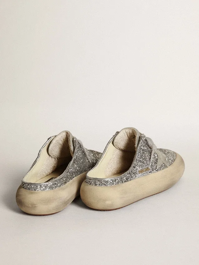 Sabot Space-Star pour femme, pailleté, avec étoile et languette gris glacé