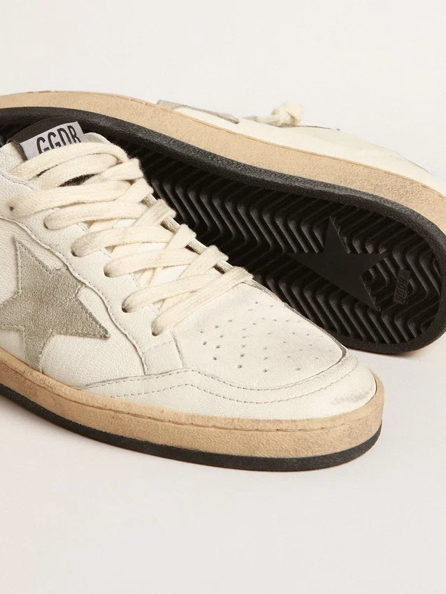 Sabots Ball Star en cuir nappa avec étoile en daim gris glacé