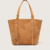 Sac 24/7 East West en daim couleur camel avec franges