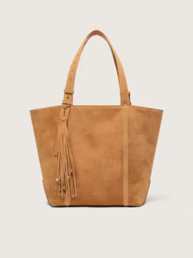 Sac 24/7 East West en daim couleur camel avec franges