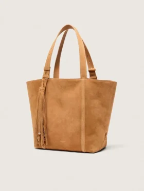 Sac 24/7 East West en daim couleur camel avec franges