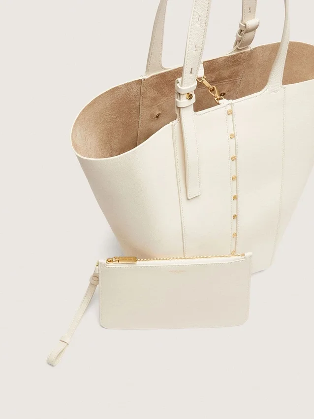 Sac 24/7 North South en cuir couleur beurre avec anses réglables