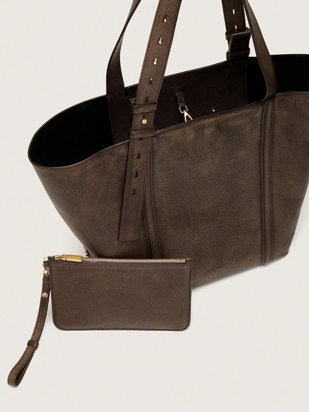 Sac East West 24/7 en cuir vieilli marron foncé