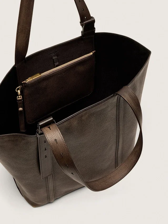 Sac East West 24/7 en cuir vieilli marron foncé