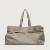 Sac fourre-tout en toile anthracite avec broderies et détails argent vieilli