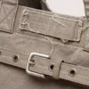 Sac fourre-tout en toile anthracite avec broderies et détails argent vieilli