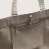Sac fourre-tout en toile anthracite avec broderies et détails argent vieilli