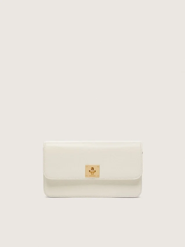 Sac Gioia en cuir gaufré couleur beurre avec détails dorés