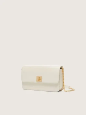 Sac Gioia en cuir gaufré couleur beurre avec détails dorés