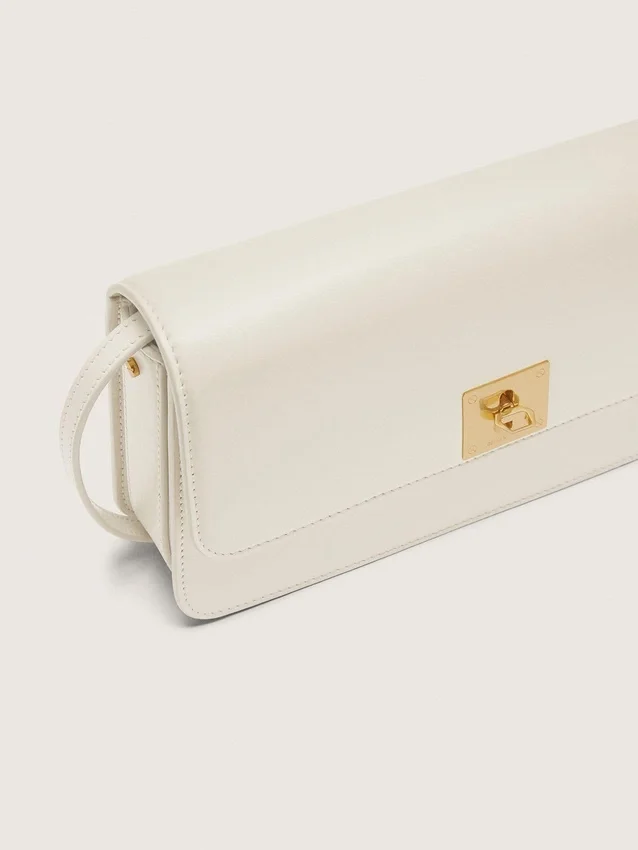 Sac Gioia en cuir gaufré couleur beurre avec détails dorés