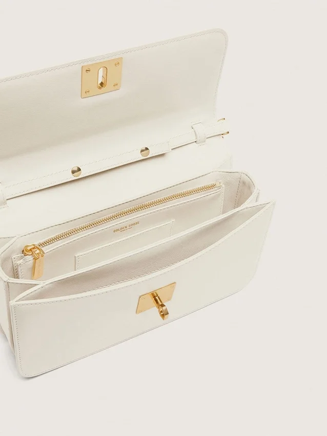 Sac Gioia en cuir gaufré couleur beurre avec détails dorés