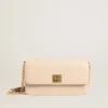 Sac Gioia en cuir gaufré rose pâle avec détails dorés