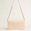 Sac Gioia en cuir gaufré rose pâle avec détails dorés