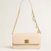 Sac Gioia en cuir gaufré rose pâle avec détails dorés