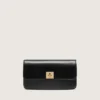Sac Gioia en cuir noir rigide avec détails dorés