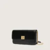 Sac Gioia en cuir noir rigide avec détails dorés