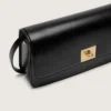 Sac Gioia en cuir noir rigide avec détails dorés