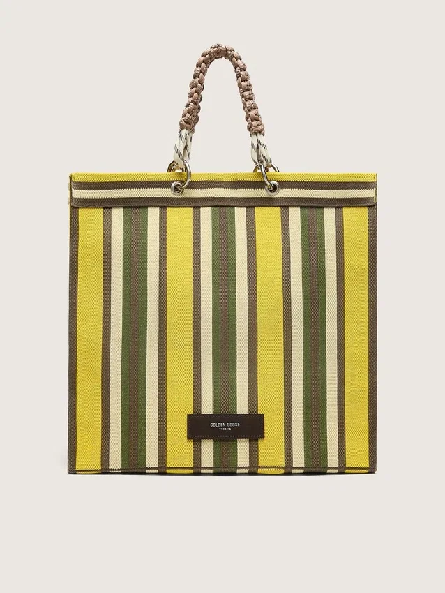 Sac Spiaggina rayé jaune, vert et marron