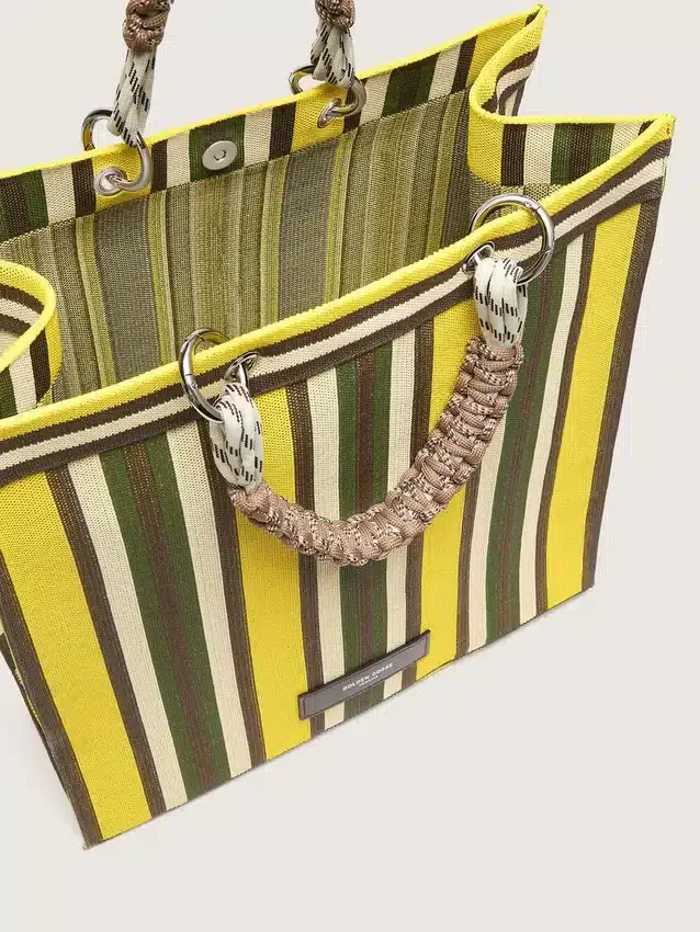 Sac Spiaggina rayé jaune, vert et marron