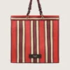 Sac Spiaggina rayé rouge, crème et bordeaux