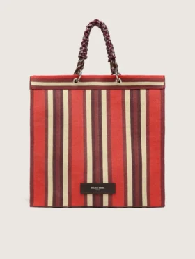 Sac Spiaggina rayé rouge, crème et bordeaux