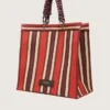 Sac Spiaggina rayé rouge, crème et bordeaux